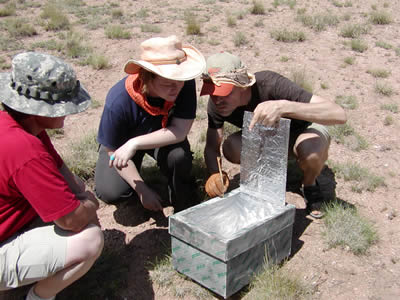 Testing a freshly made solar oven
